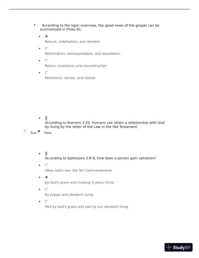 Religious Study Practice Exam with Answers (15 Solved Questions) - Page 1 preview image