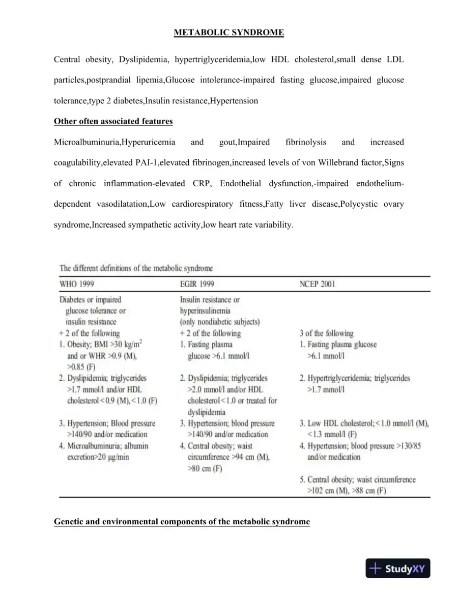Metabolic Syndrome: Definition, Components, Genetic and Environmental Influences, and Prevalence Across Populations, page 4