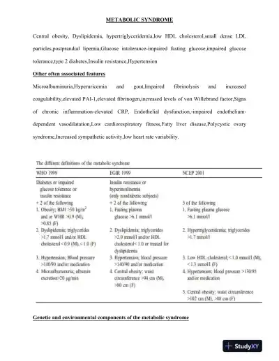 Metabolic Syndrome: Definition, Components, Genetic and Environmental Influences, and Prevalence Across Populations - Page 4 preview image