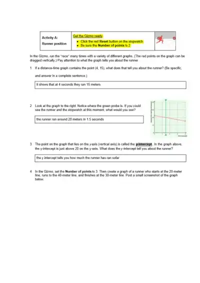 Student Exploration Distance Time Graphs - Page 2 preview image