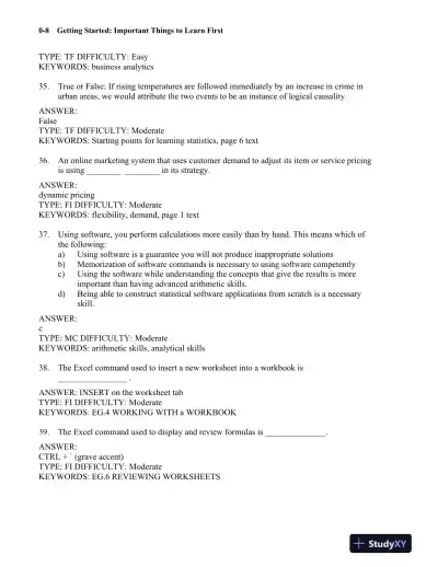 Test Bank for Statistics for Managers Using Microsoft Excel, 9th Edition - Page 12 preview image