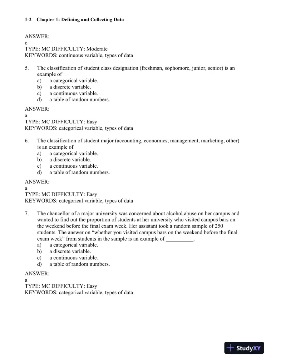 Test Bank for Statistics for Managers Using Microsoft Excel, 9th Edition, page 14