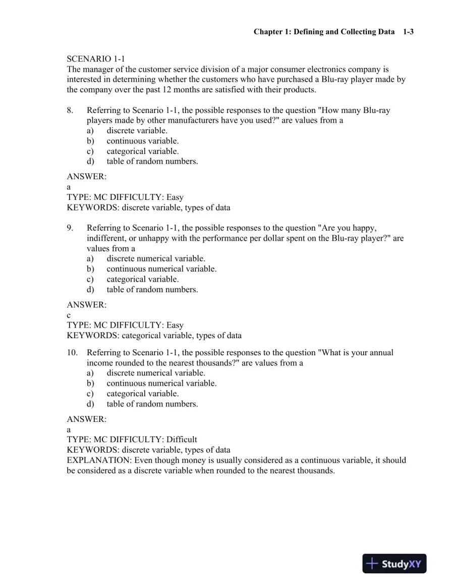 Test Bank for Statistics for Managers Using Microsoft Excel, 9th Edition, page 15