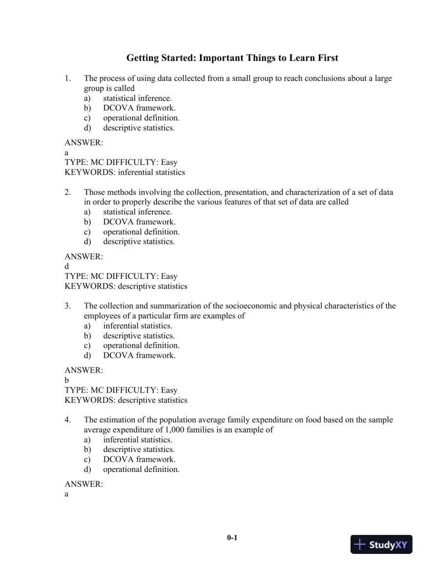 Test Bank for Statistics for Managers Using Microsoft Excel, 9th Edition, page 5