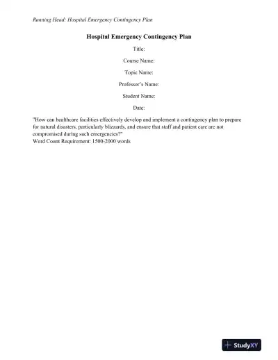 Hospital Emergency Contingency Plan - Page 1 preview image