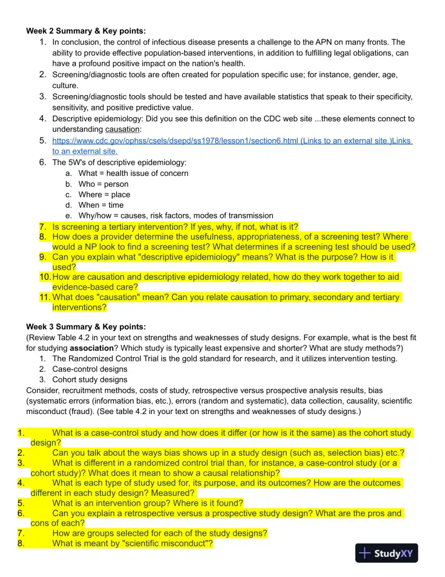 NR503 Population Health, Epidemiology and Statistical Principles Midterm Exam Study Guide With Answers (30 Solved Questions), page 4