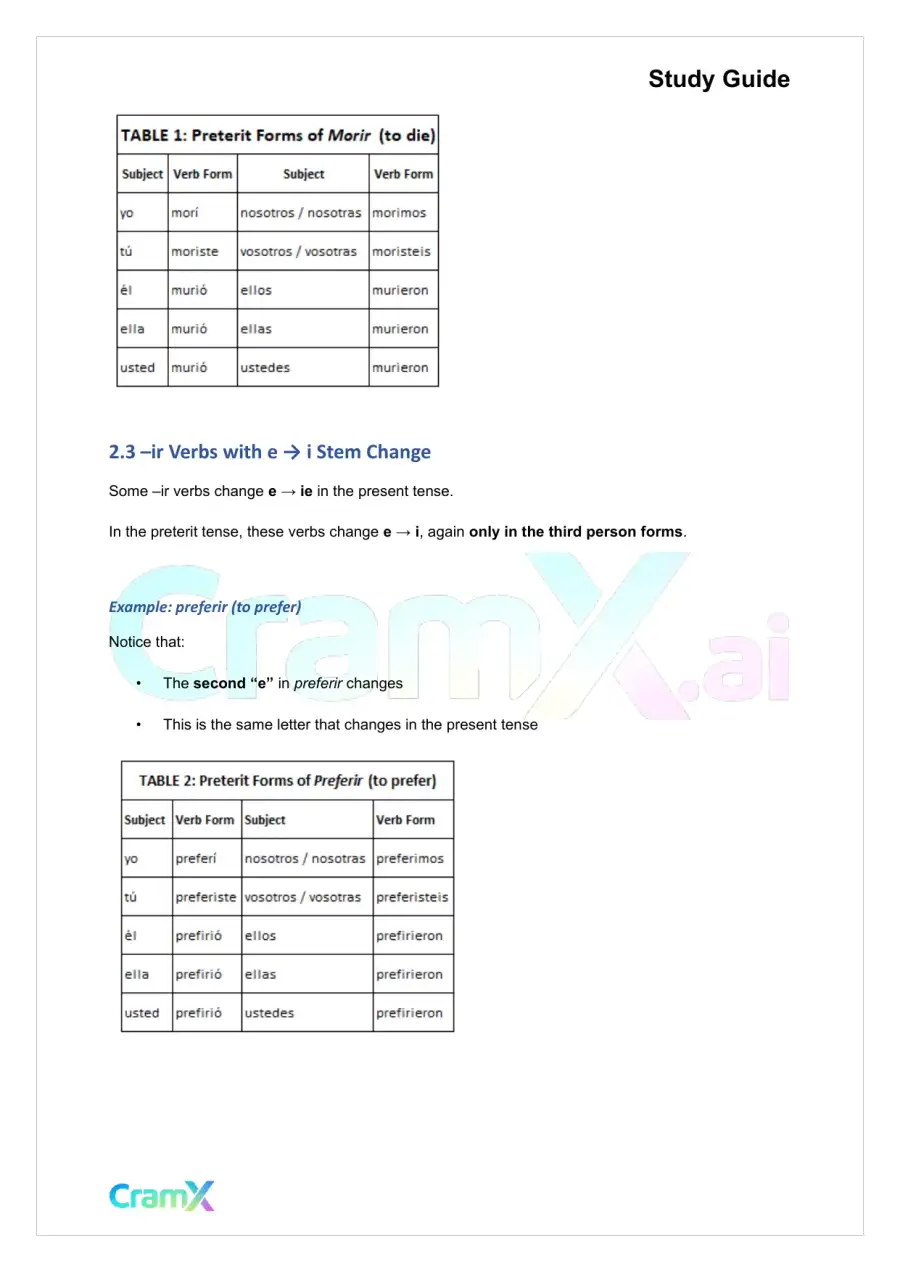 Spanish II - The Past Tenses Preterit and Imperfect, page 3