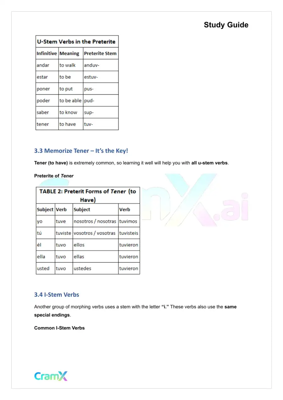 Spanish II - The Past Tenses Preterit and Imperfect, page 7