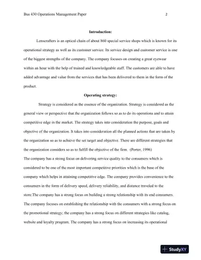 Bus 430 Operations Management Paper - Page 3 preview image