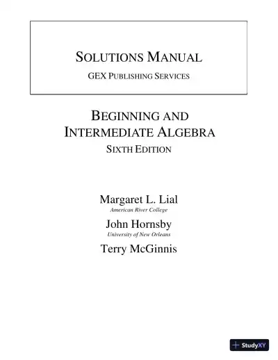 Solution Manual for Beginning and Intermediate Algebra, 6th Edition - Page 1 preview image