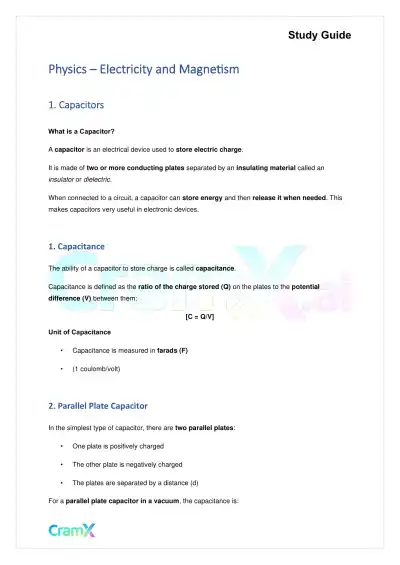 Physics – Electricity and Magnetism - Page 1 preview image
