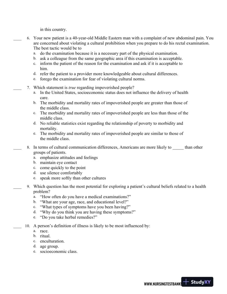 Test Bank For Seidel's Guide to Physical Examination: An Interprofessional Approach, 9th Edition, page 16