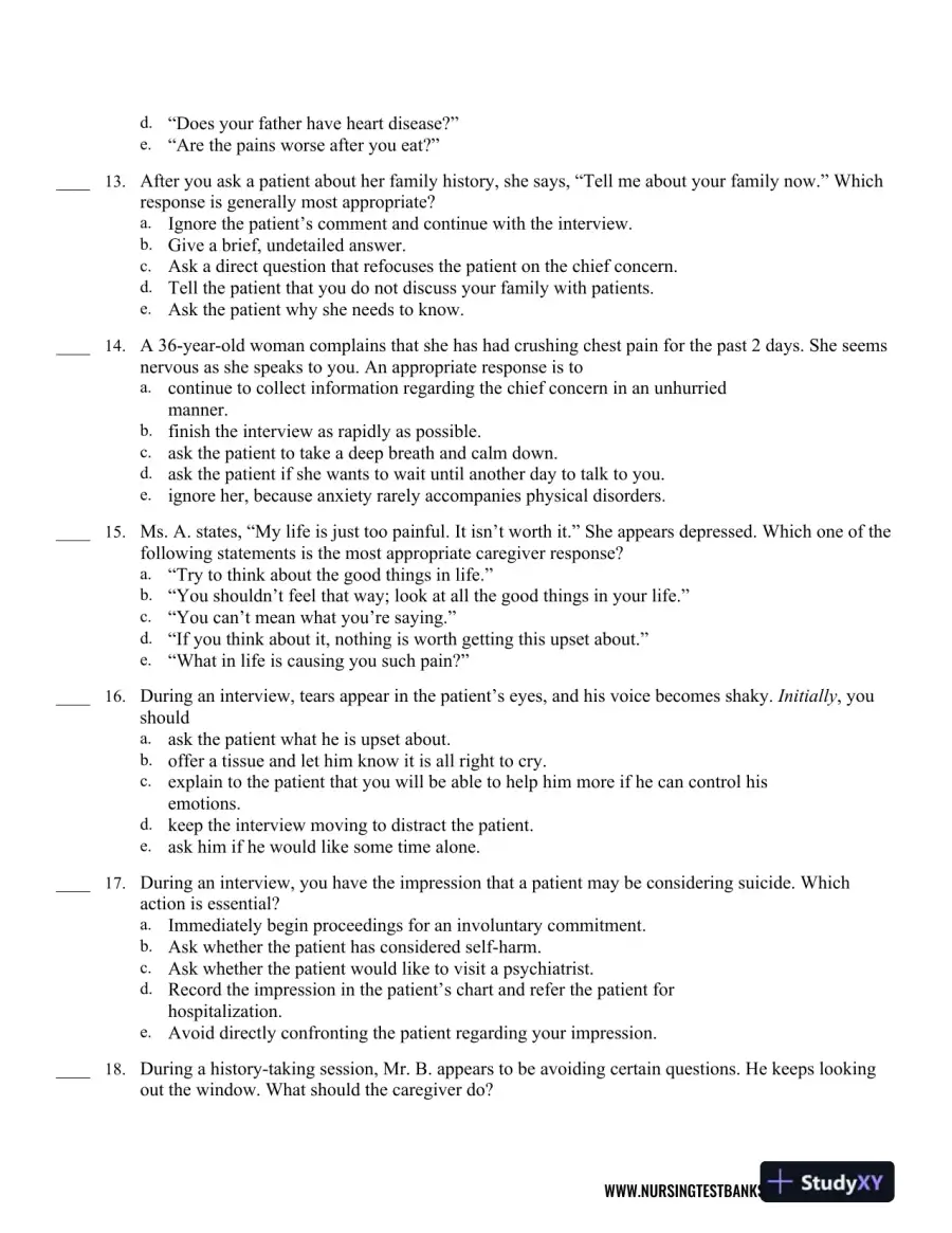 Test Bank For Seidel's Guide to Physical Examination: An Interprofessional Approach, 9th Edition, page 4