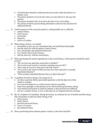 Test Bank For Seidel's Guide to Physical Examination: An Interprofessional Approach, 9th Edition - Page 6 preview image