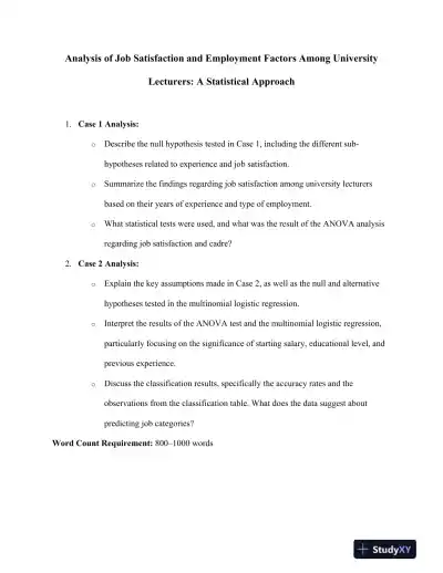 Analysis of Job Satisfaction and Employment Factors Among University Lecturers: A Statistical Approach - Page 1 preview image
