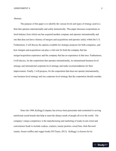 BUS 499: Assignment 4 - Merger, Acquisition, and International Strategies - Page 3 preview image