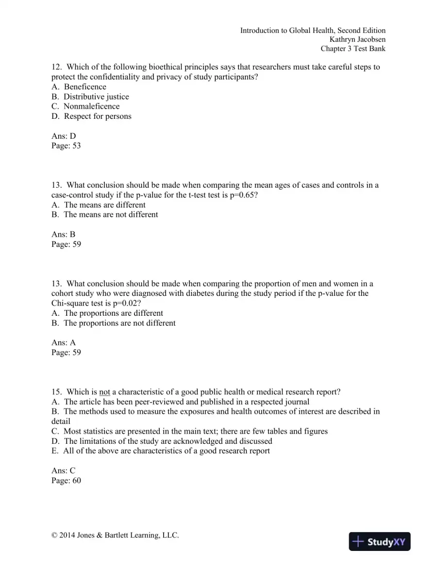 Introduction to Global Health 2nd Edition Test Bank, page 12