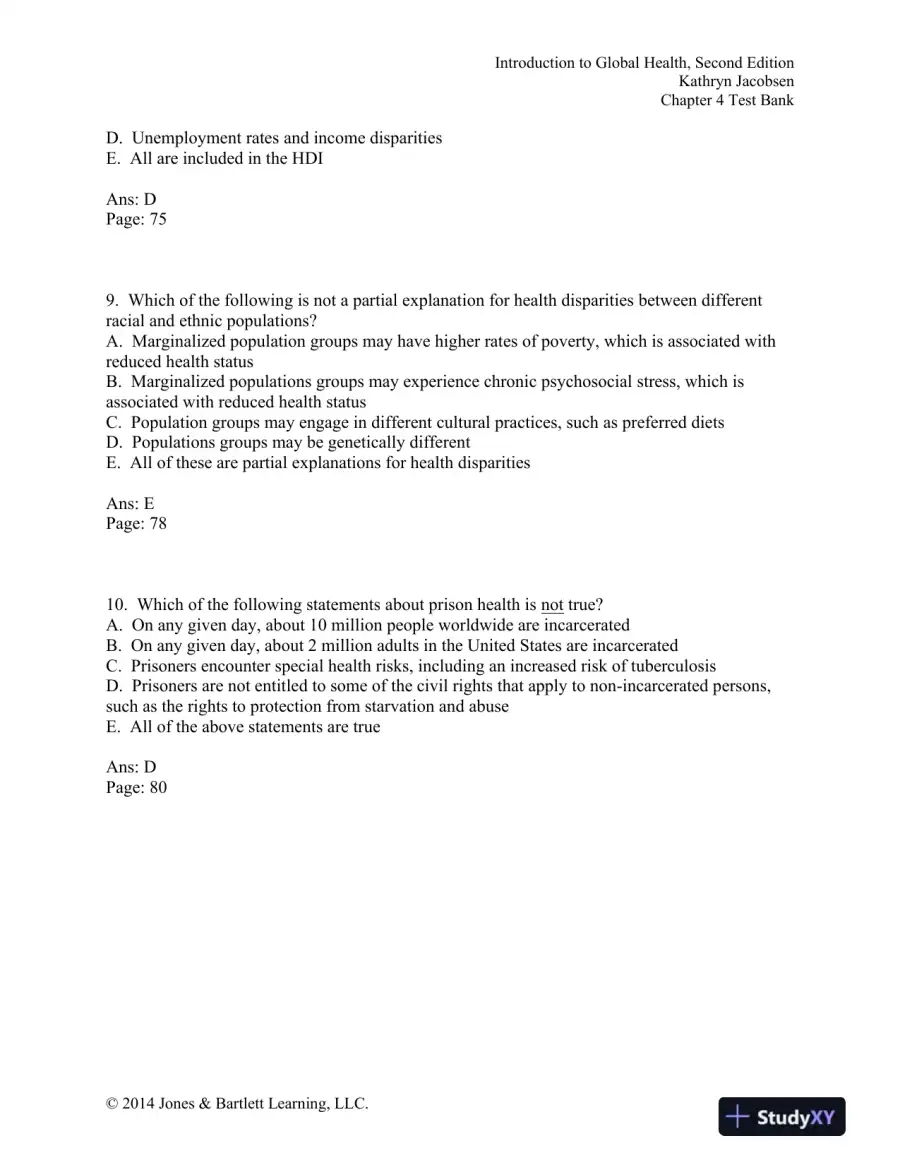 Introduction to Global Health 2nd Edition Test Bank, page 16