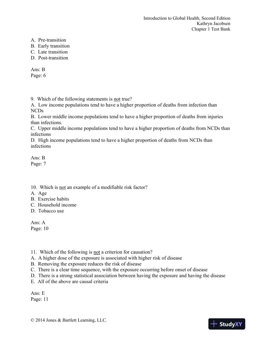Introduction to Global Health 2nd Edition Test Bank, page 4