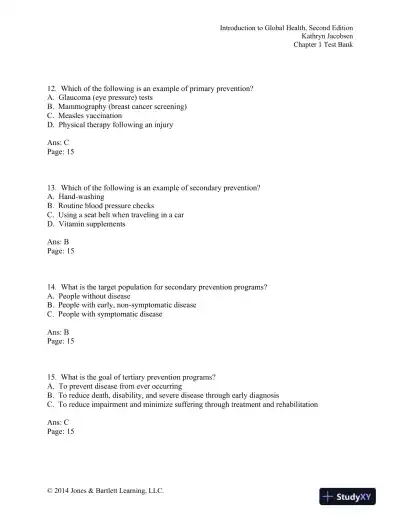 Introduction to Global Health 2nd Edition Test Bank - Page 5 preview image