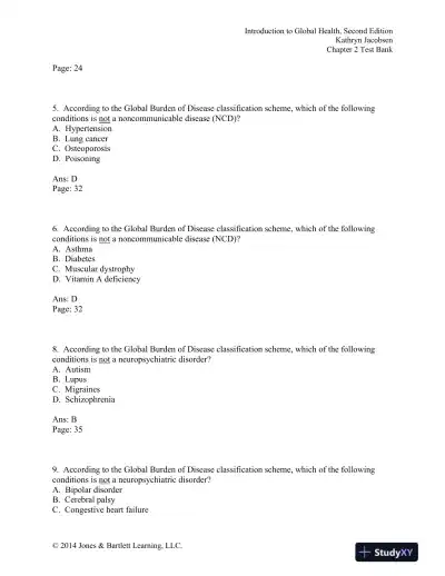 Introduction to Global Health 2nd Edition Test Bank - Page 7 preview image