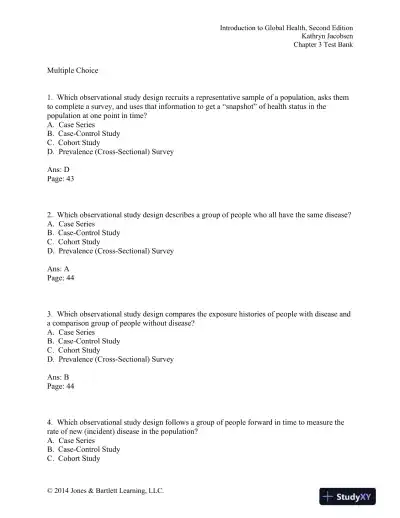 Introduction to Global Health 2nd Edition Test Bank - Page 9 preview image