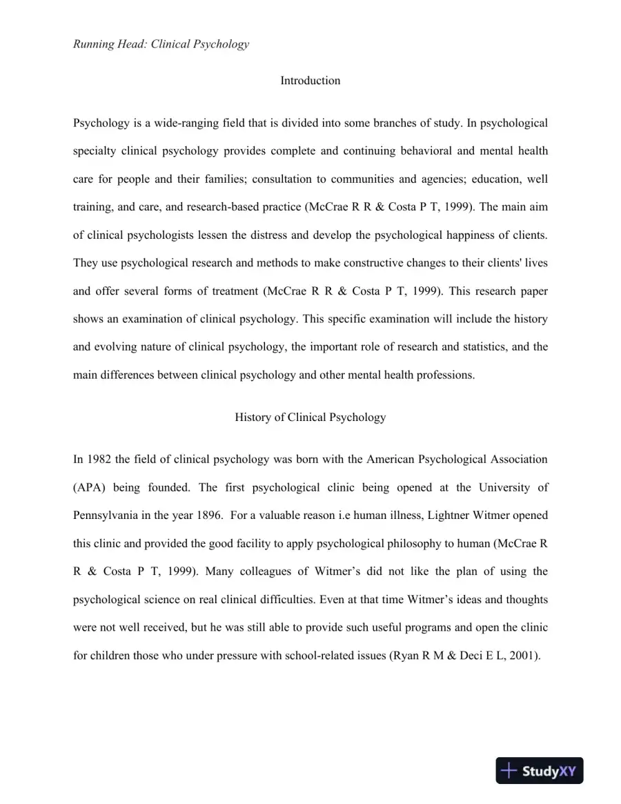 The Evolution, Research, and Distinctions of Clinical Psychology: A Comprehensive Examination, page 3