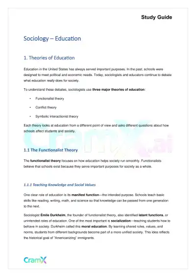 Sociology - Education - Page 1 preview image