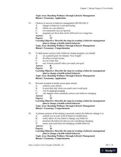 Connect Core Concepts in Health, Brief, 13th Edition Test Bank - Page 15 preview image