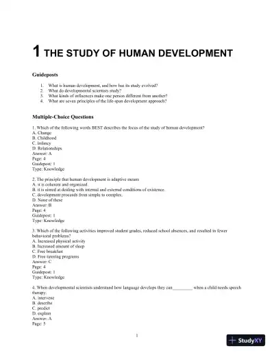 Experience Human Development, 12th Edition Test Bank - Page 1 preview image