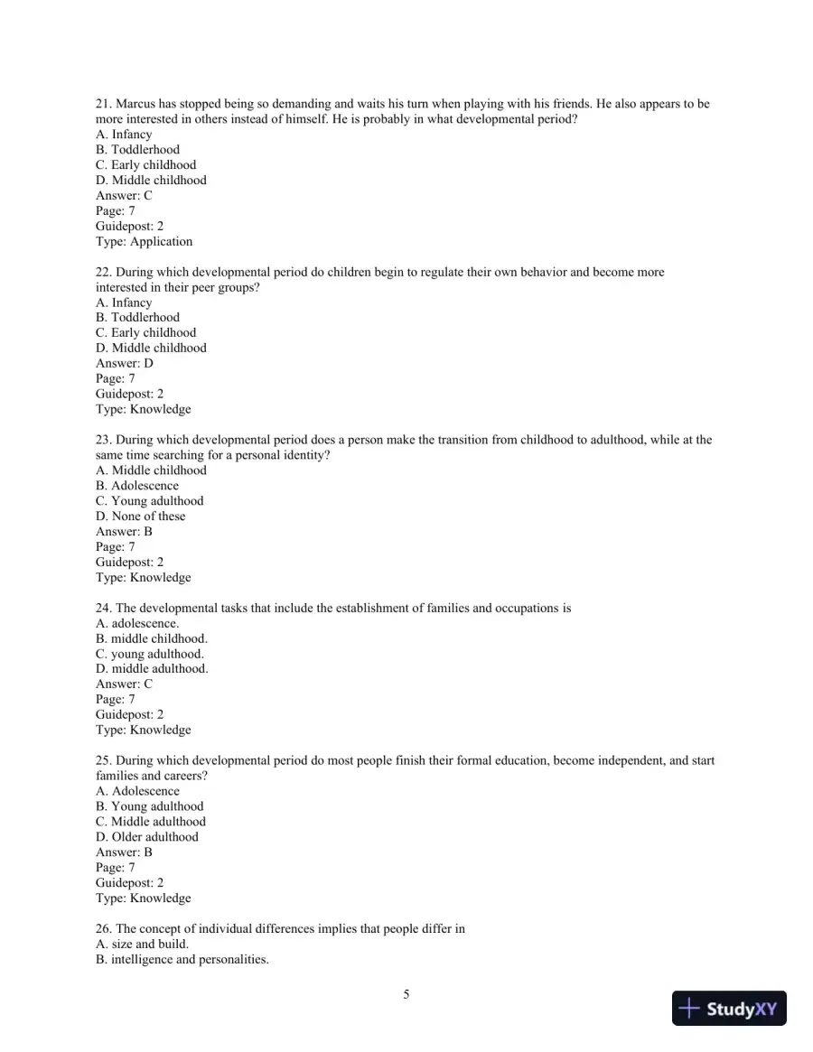 Experience Human Development, 12th Edition Test Bank, page 6