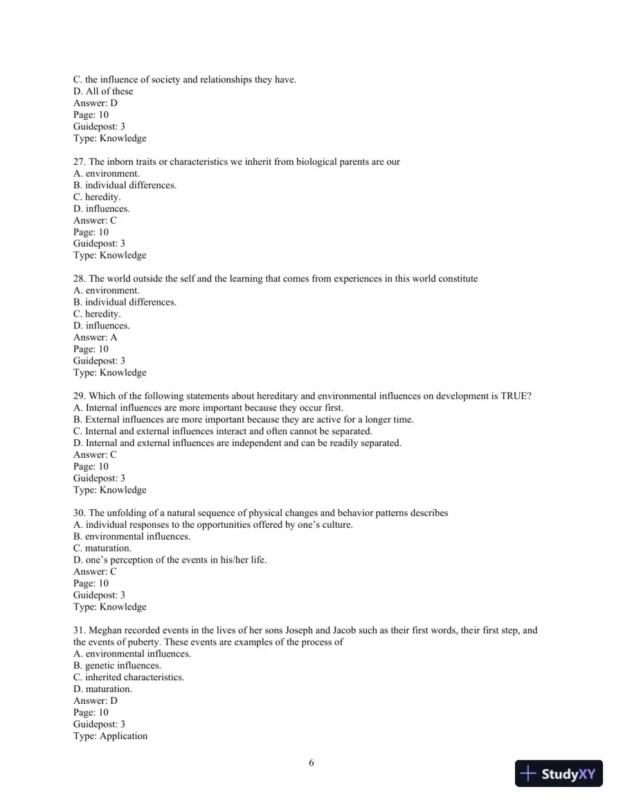 Experience Human Development, 12th Edition Test Bank, page 7