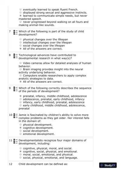 The Development of Children, 7th Edition Test Bank - Page 3 preview image
