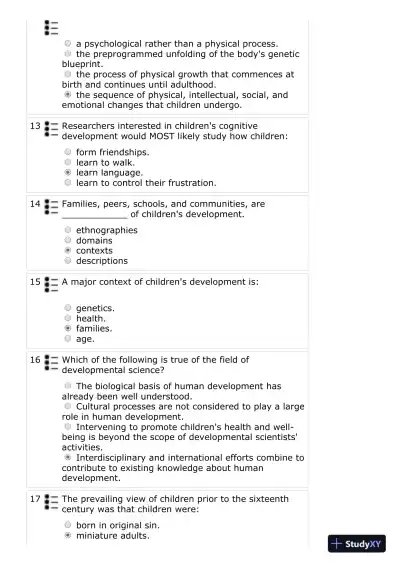 The Development of Children, 7th Edition Test Bank - Page 4 preview image