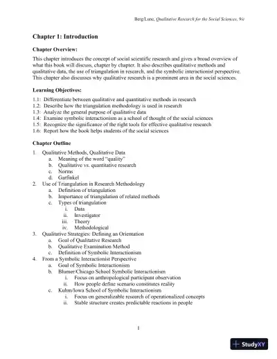 Class Notes for Qualitative Research Methods for the Social Sciences, 9th Edition - Page 1 preview image