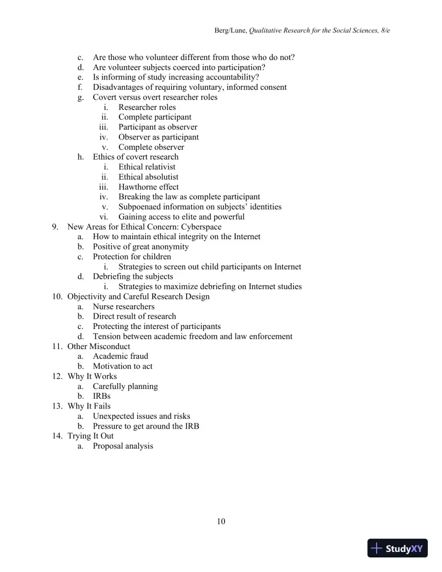 Class Notes for Qualitative Research Methods for the Social Sciences, 9th Edition, page 11