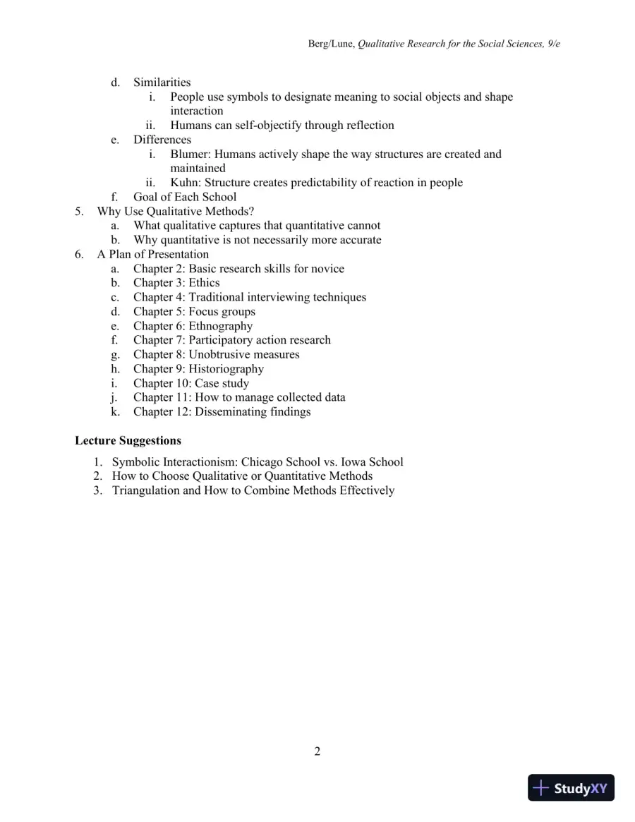 Class Notes for Qualitative Research Methods for the Social Sciences, 9th Edition, page 3