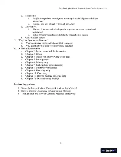 Class Notes for Qualitative Research Methods for the Social Sciences, 9th Edition - Page 3 preview image