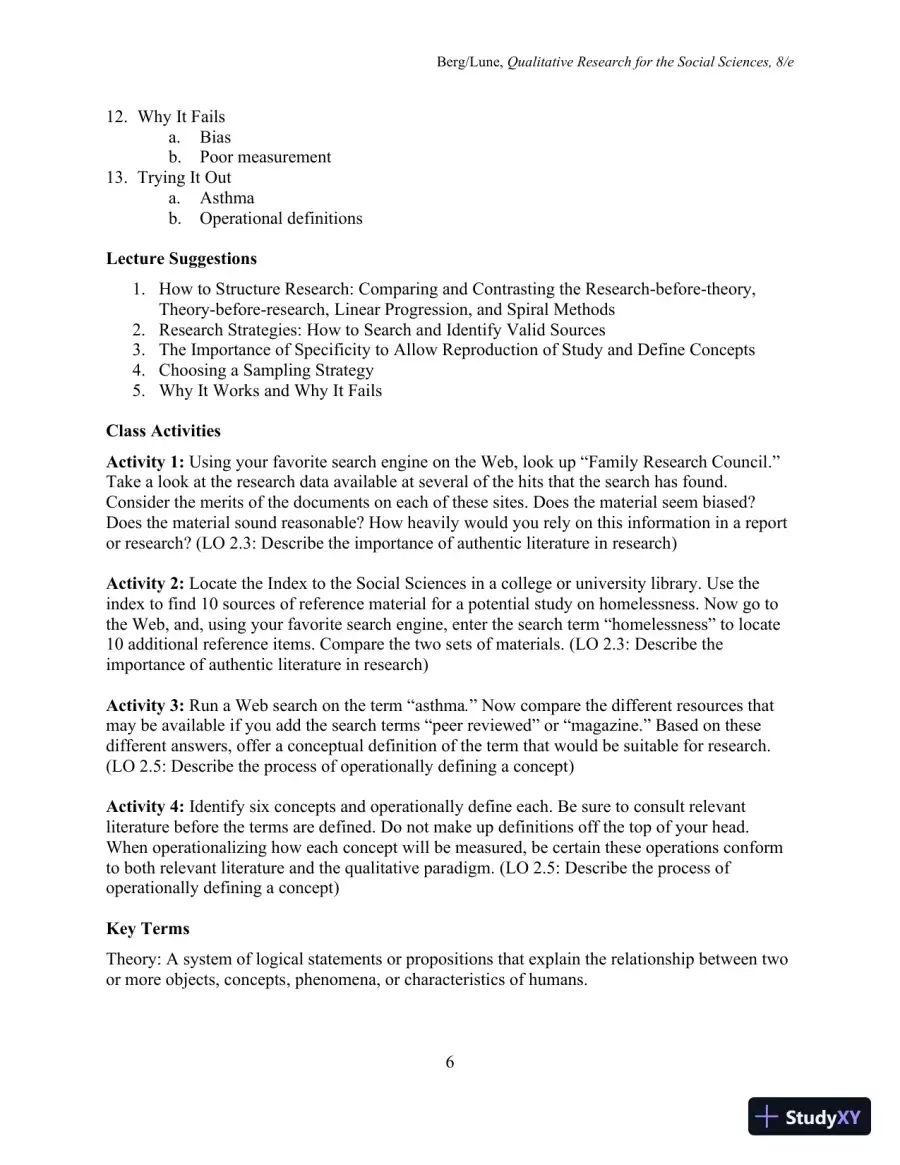 Class Notes for Qualitative Research Methods for the Social Sciences, 9th Edition, page 7