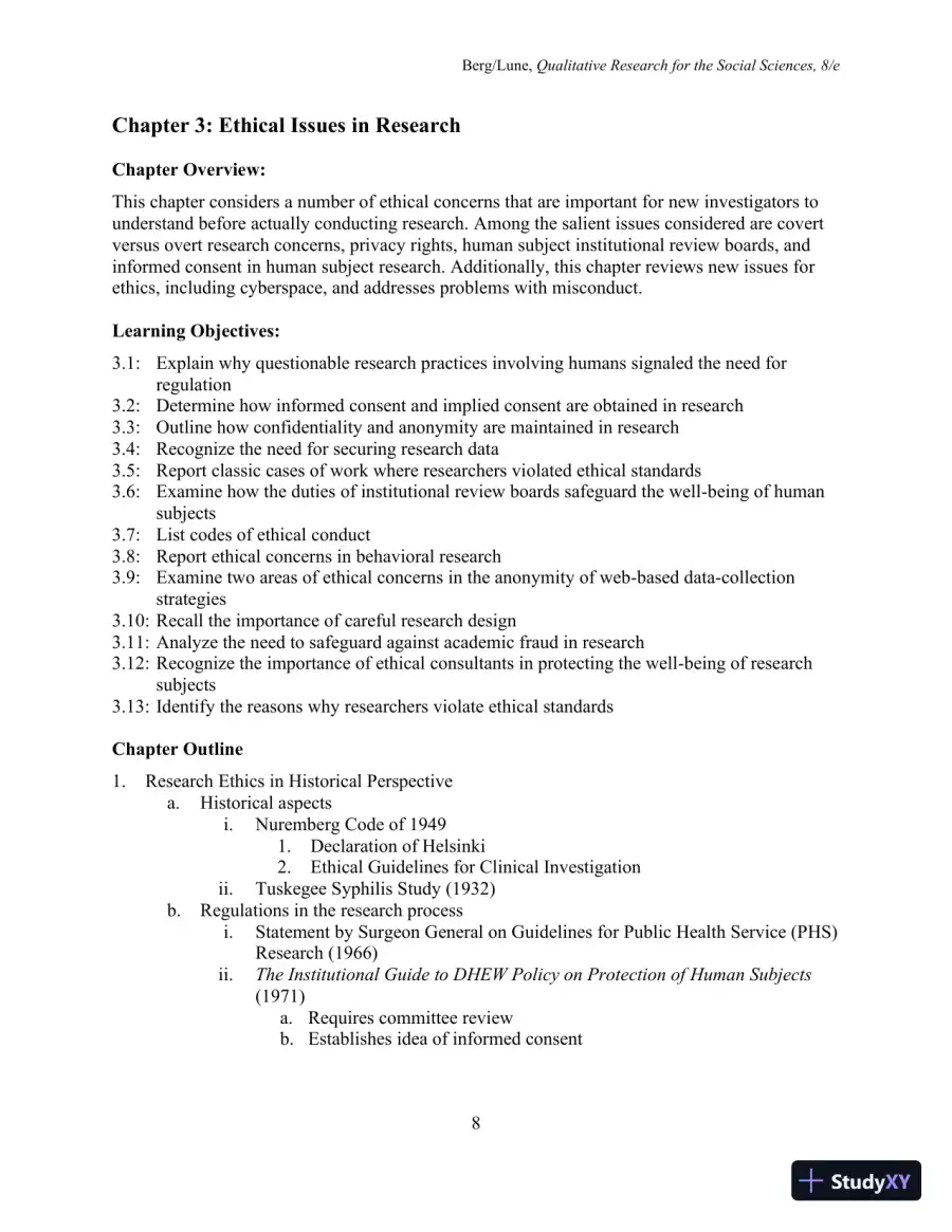 Class Notes for Qualitative Research Methods for the Social Sciences, 9th Edition, page 9