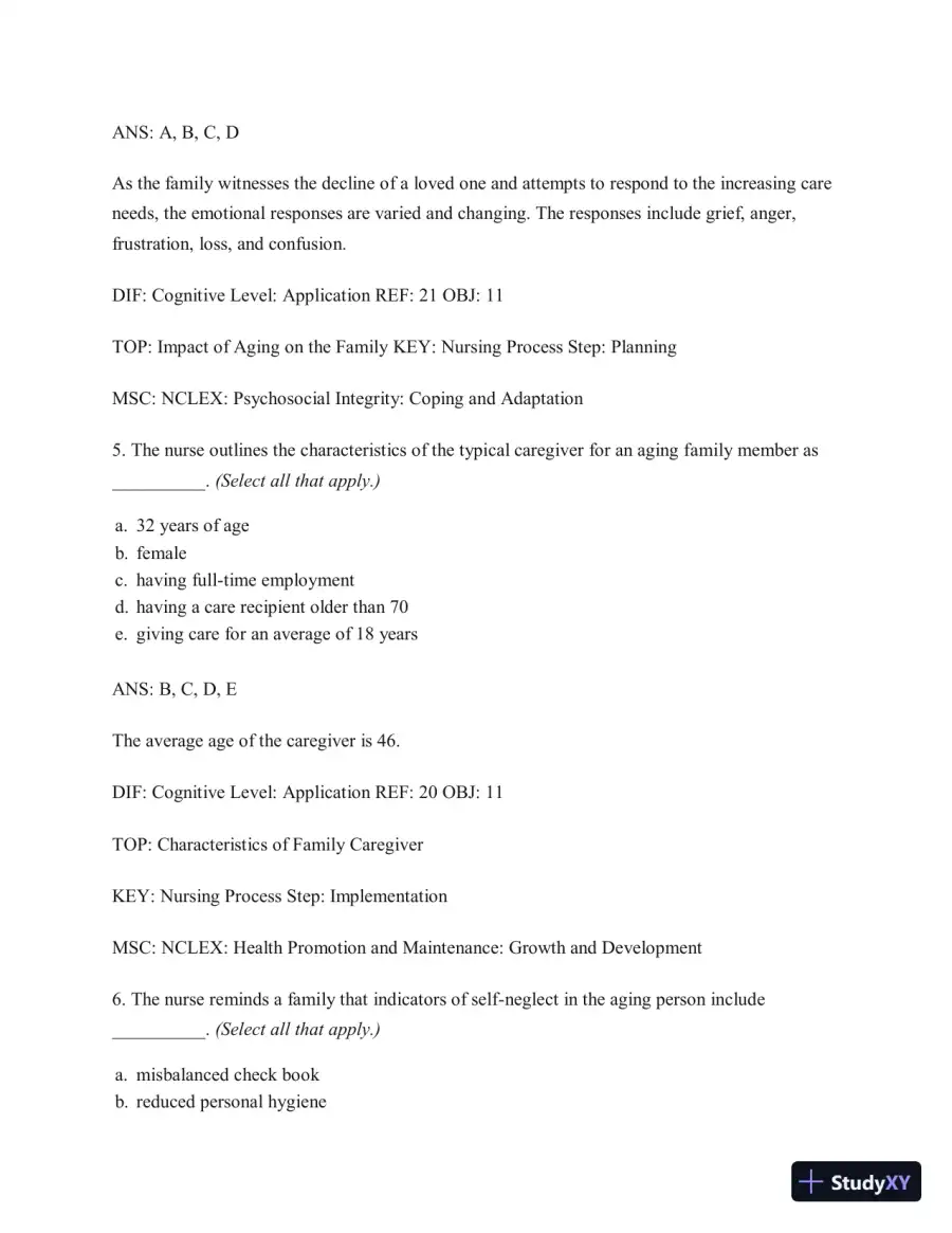 Test Bank for Gerontological Nursing, 9th Edition, page 14