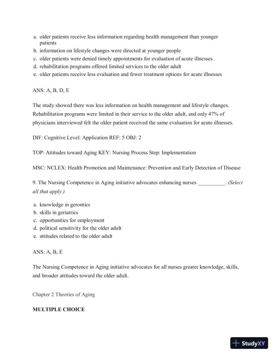 Test Bank for Gerontological Nursing, 9th Edition, page 16
