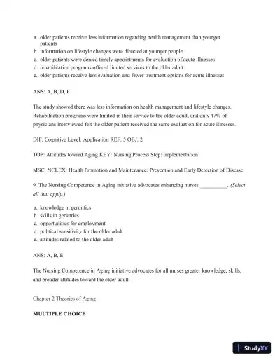 Test Bank for Gerontological Nursing, 9th Edition - Page 16 preview image