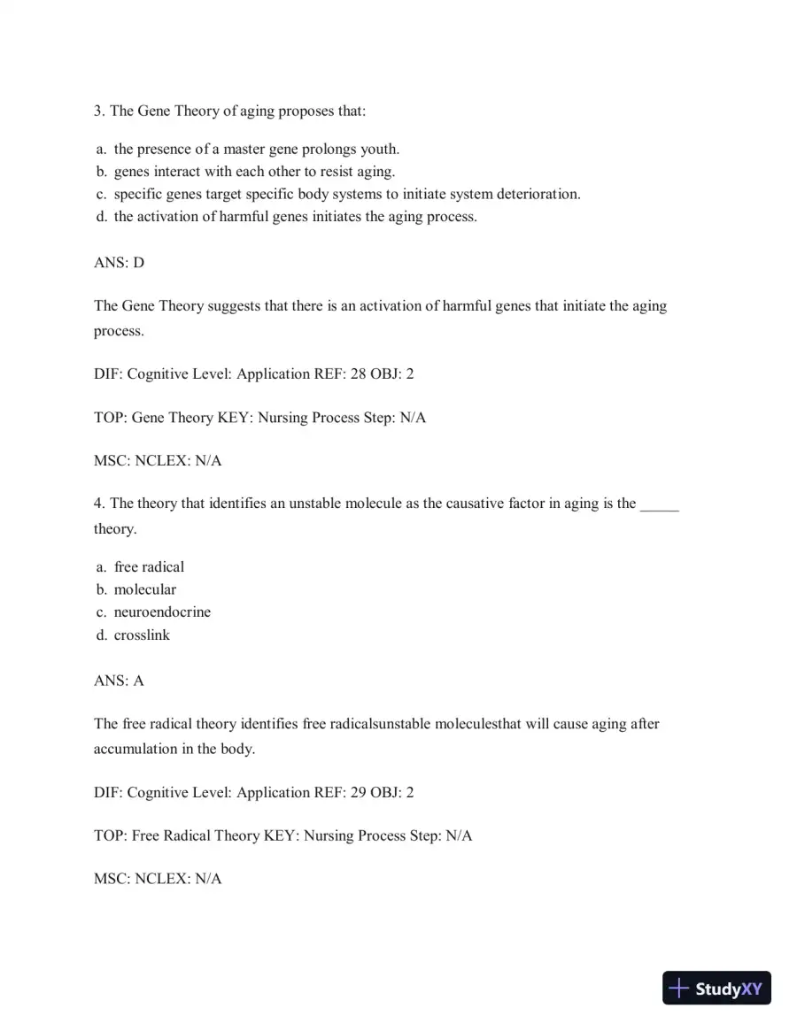 Test Bank for Gerontological Nursing, 9th Edition, page 18
