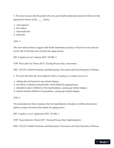 Test Bank for Gerontological Nursing, 9th Edition - Page 19 preview image