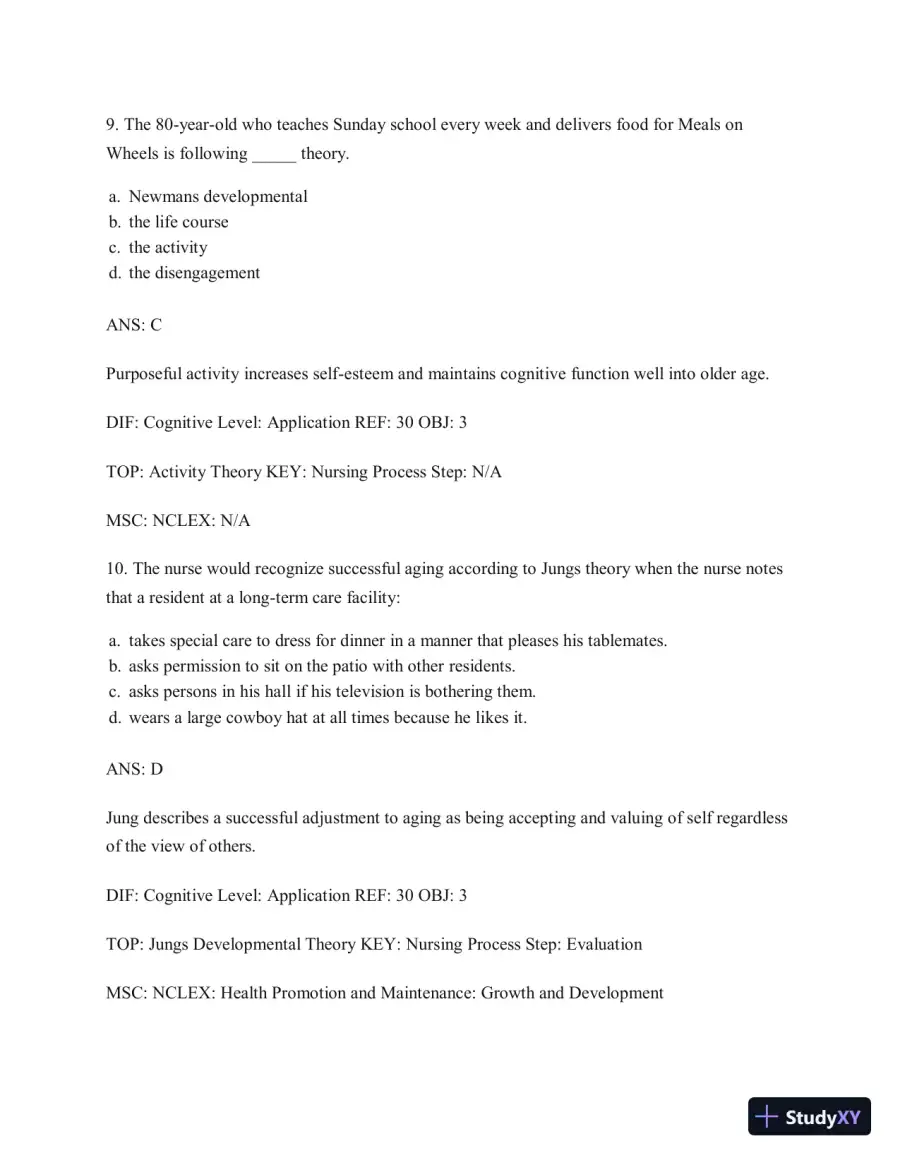 Test Bank for Gerontological Nursing, 9th Edition, page 21