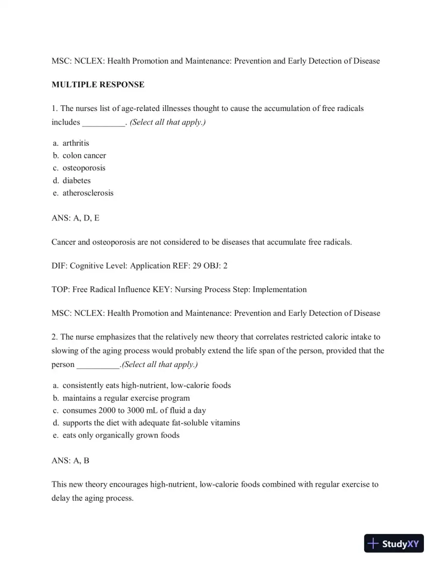Test Bank for Gerontological Nursing, 9th Edition, page 23