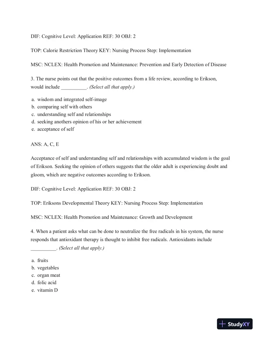 Test Bank for Gerontological Nursing, 9th Edition, page 24