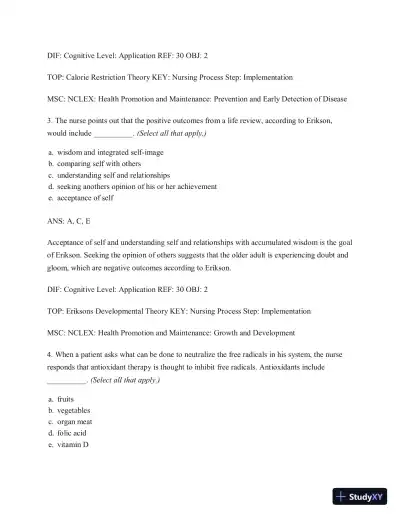 Test Bank for Gerontological Nursing, 9th Edition - Page 24 preview image