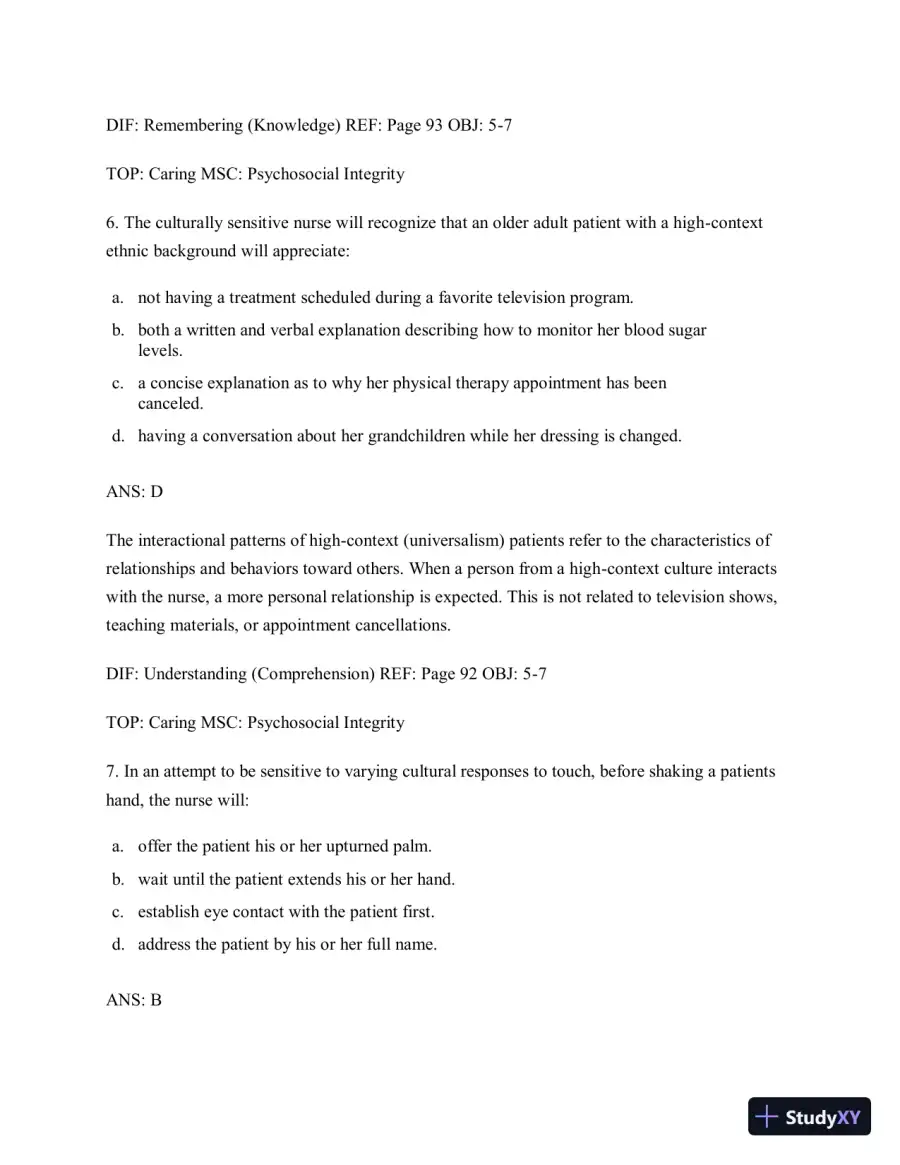 Test Bank for Gerontological Nursing, 9th Edition, page 28